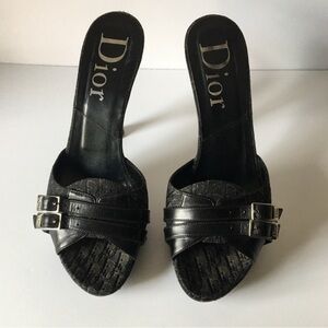 Vintage Christian Dior Black Heel Platform Sandals